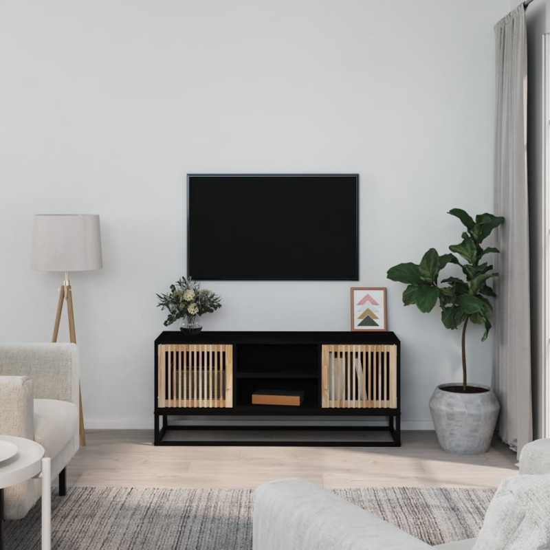 Mobile Porta TV Nero 105x30x45 cm in Legno Multistrato e Ferro Mobile Porta TV Nero 105x30x45 cm in Legno Multistrato e Ferro
