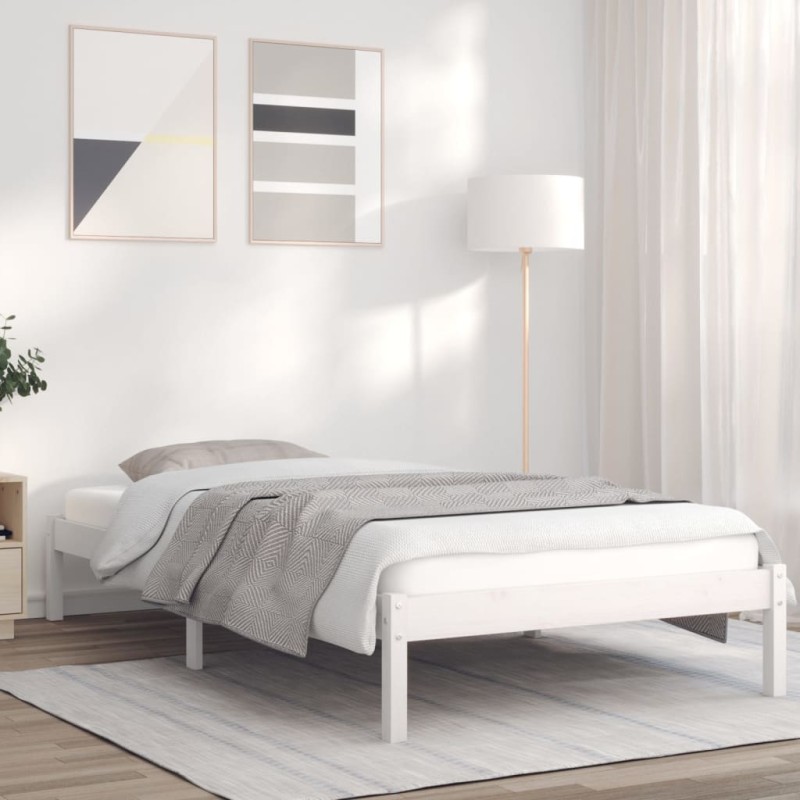 vidaXL Giroletto Bianco 90x200 cm in Legno Massello di Pino