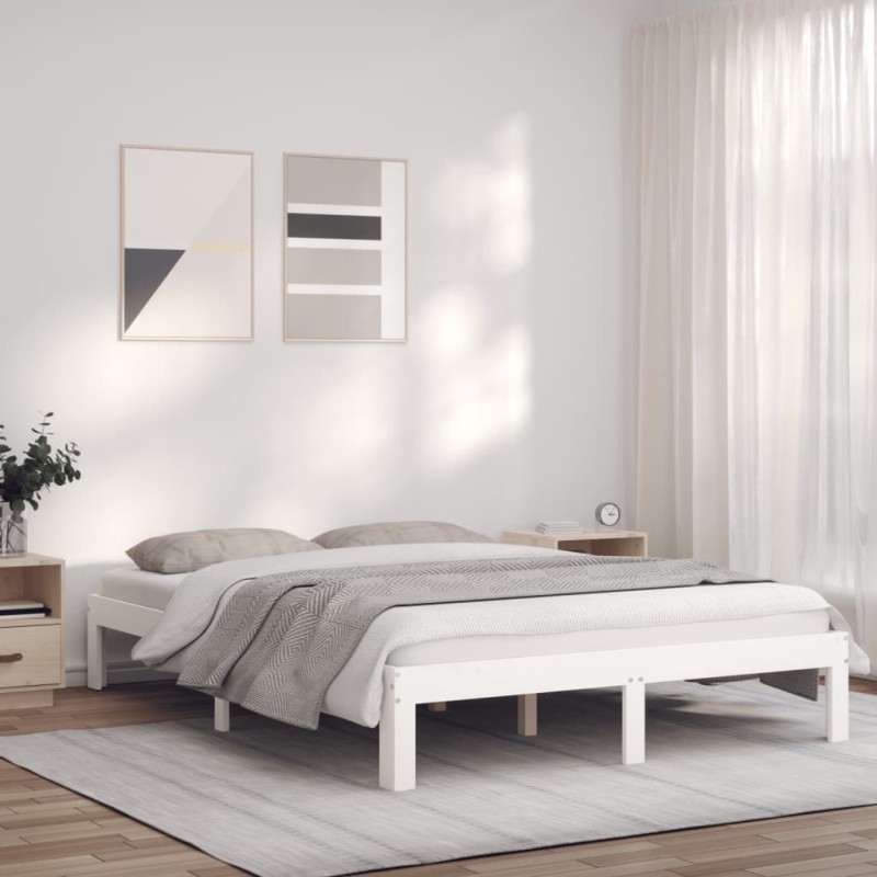 vidaXL Giroletto Bianco 120x190cm Legno Massello Pino 4FT Small Double