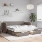 vidaXL Divano Letto Estraibile con Cassetti Tortora 80x200 cm Tessuto vidaXL Divano Letto Estraibile con Cassetti Tortora 80x200 cm Tessuto
