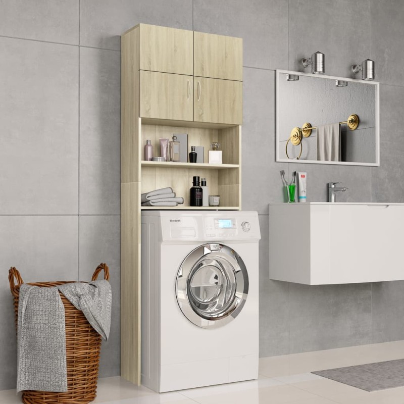 vidaXL Mobile Lavatrice Rovere Sonoma 64x25,5x190 cm Legno Multistrato