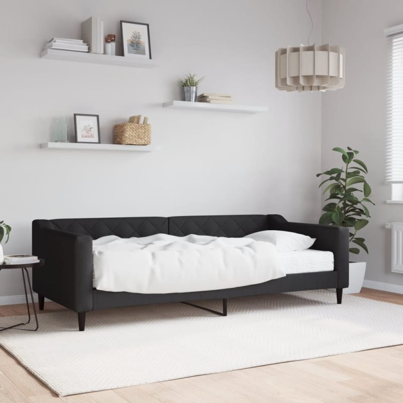 vidaXL Divano Letto con Materasso Nero 90x200 cm in Tessuto vidaXL Divano Letto con Materasso Nero 90x200 cm in Tessuto