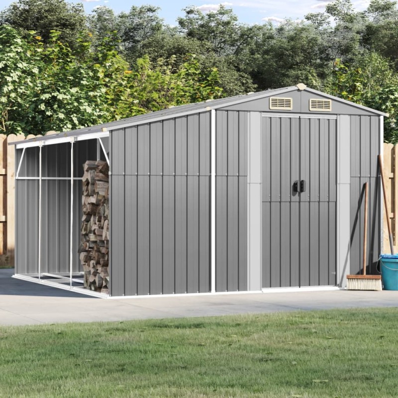 vidaXL Capanno da Giardino Grigio 277x279x179 cm in Acciaio Zincato vidaXL Capanno da Giardino Grigio 277x279x179 cm in Acciaio Zincato