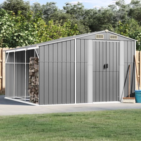 vidaXL Capanno da Giardino Grigio 277x279x179 cm in Acciaio Zincato