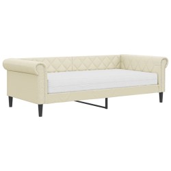 vidaXL Divano Letto con Materasso Crema 90x200 cm in Similpelle