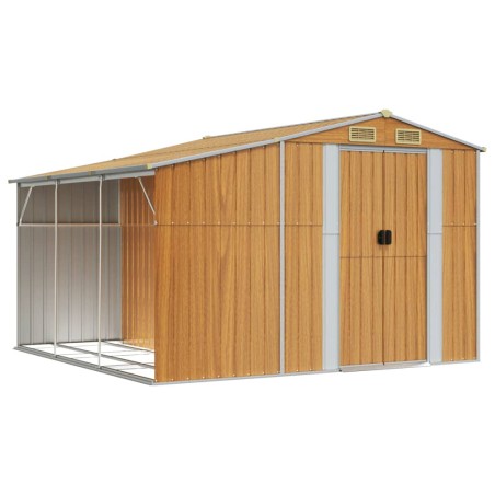 vidaXL Capanno Giardino Marrone Chiaro 277x279x179 cm Acciaio Zincato