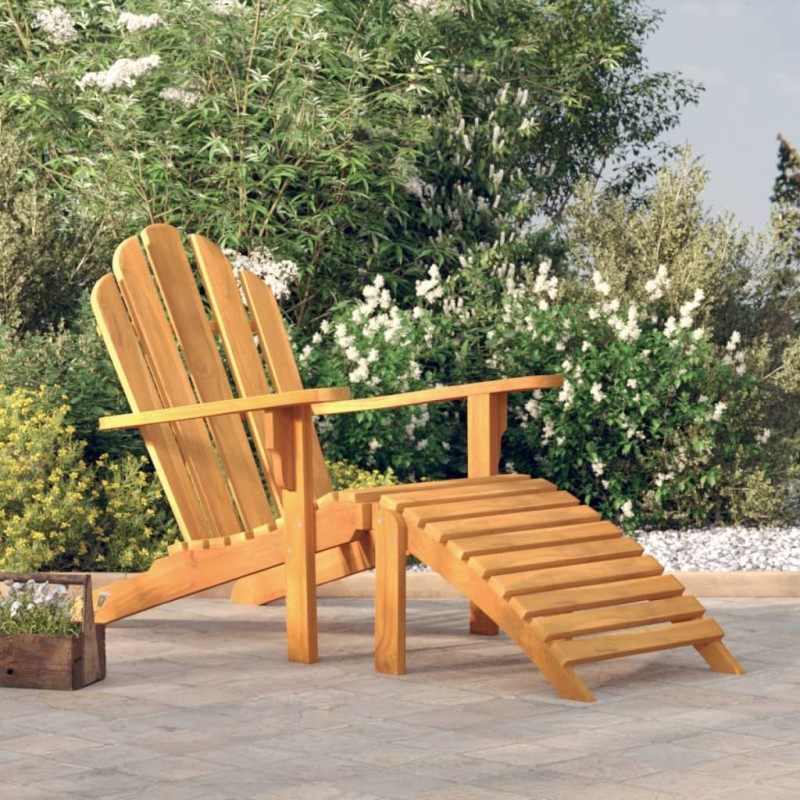 Sedia Giardino Adirondack con Poggiapiedi Legno Massello Teak Sedia Giardino Adirondack con Poggiapiedi Legno Massello Teak