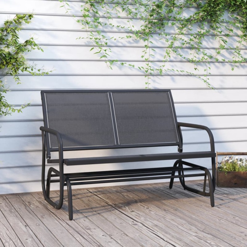 Panca Glider Giardino Nera 120,5x76x86,5 cm Textilene e Acciaio Panca Glider Giardino Nera 120,5x76x86,5 cm Textilene e Acciaio