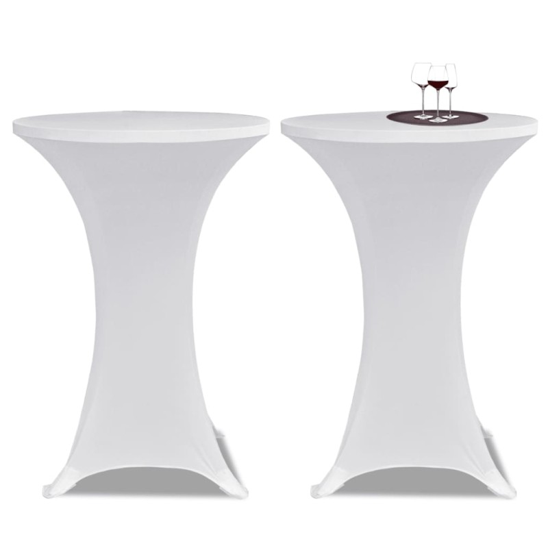 Copritavolo ?70 cm Bianco Tessuto elasticizzato 2 pezzi Copritavolo ?70 cm Bianco Tessuto elasticizzato 2 pezzi