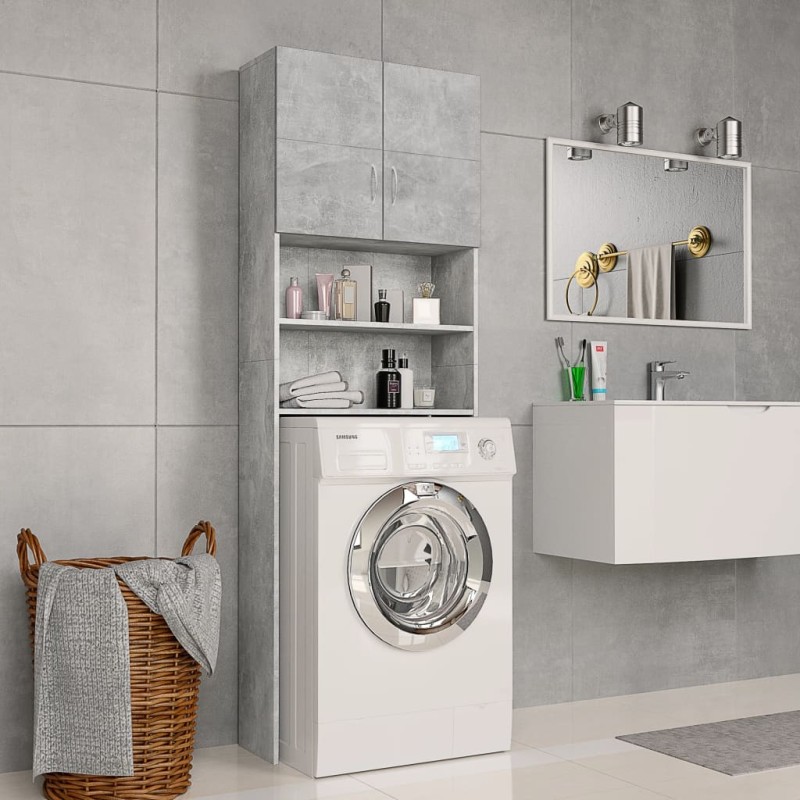 vidaXL Mobile Lavatrice Grigio Cemento 64x25,5x190cm Legno Multistrato vidaXL Mobile Lavatrice Grigio Cemento 64x25,5x190cm Legno Multistrato