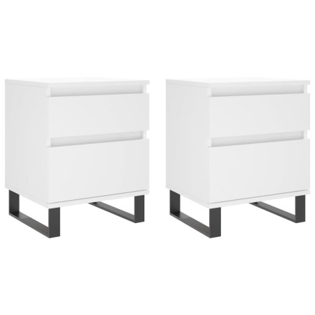 vidaXL Comodini 2pz Bianchi 40x35x50 cm in Legno Multistrato