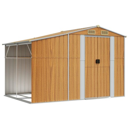 vidaXL Capanno Giardino Marrone Chiaro 277x192,5x179cm Acciaio Zincato