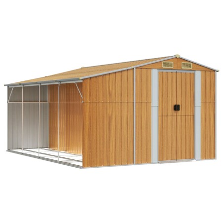 vidaXL Capanno Giardino Marrone Chiaro 277x365,5x179cm Acciaio Zincato