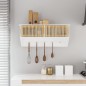 Armadietto Parete Ganci Bianco 80x24x35,5 cm Legno Multistrato Armadietto Parete Ganci Bianco 80x24x35,5 cm Legno Multistrato