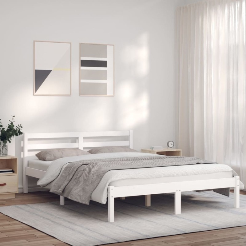 vidaXL Giroletto Bianco 135x190 cm Legno Massello di Pino 4FT6 Double vidaXL Giroletto Bianco 135x190 cm Legno Massello di Pino 4FT6 Double