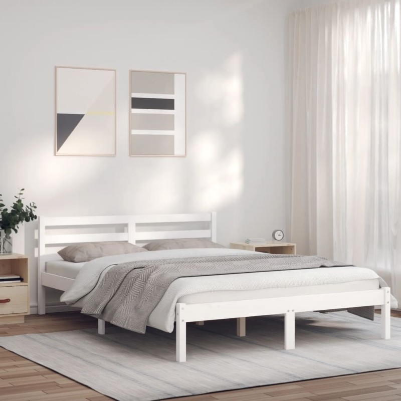 vidaXL Giroletto Bianco 160x200 cm in Legno Massello di Pino vidaXL Giroletto Bianco 160x200 cm in Legno Massello di Pino