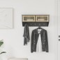 Armadietto Parete con Ganci Nero 80x24x35,5cm Legno Multistrato Armadietto Parete con Ganci Nero 80x24x35,5cm Legno Multistrato
