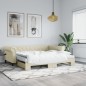 vidaXL Divano Letto Estraibile con Materassi Crema 90x200cm Similpelle vidaXL Divano Letto Estraibile con Materassi Crema 90x200cm Similpelle