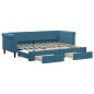 vidaXL Divano Letto Estraibile con Cassetti Blu 80x200 cm in Velluto vidaXL Divano Letto Estraibile con Cassetti Blu 80x200 cm in Velluto