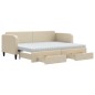 vidaXL Divano Letto Estraibile con Cassetti Crema 80x200 cm in Tessuto vidaXL Divano Letto Estraibile con Cassetti Crema 80x200 cm in Tessuto