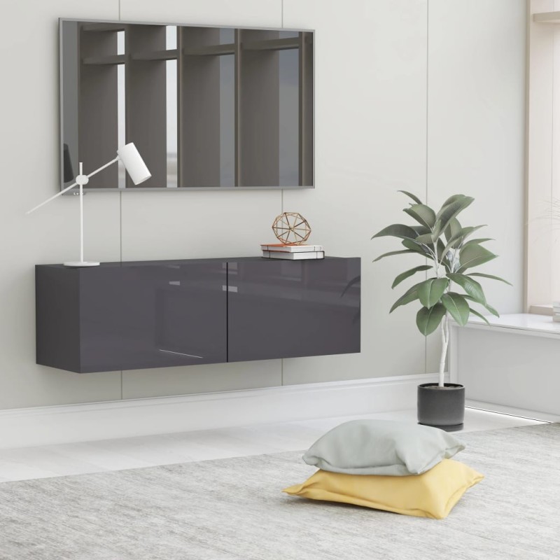 vidaXL Mobile Porta TV Grigio Lucido 100x30x30 cm in Truciolato vidaXL Mobile Porta TV Grigio Lucido 100x30x30 cm in Truciolato