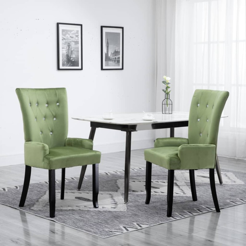 vidaXL Sedia da Pranzo con Braccioli in Velluto Verde Chiaro vidaXL Sedia da Pranzo con Braccioli in Velluto Verde Chiaro