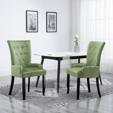 vidaXL Sedia da Pranzo con Braccioli in Velluto Verde Chiaro