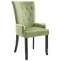 vidaXL Sedia da Pranzo con Braccioli in Velluto Verde Chiaro vidaXL Sedia da Pranzo con Braccioli in Velluto Verde Chiaro