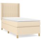 vidaXL Giroletto a Molle con Materasso Crema 90x200 cm inTessuto