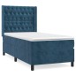 vidaXL Giroletto a Molle con Materasso Blu Scuro 90x190 cm in Velluto