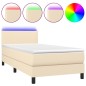 vidaXL Letto a Molle con Materasso e LED Crema 90x200 cm in Tessuto