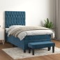 vidaXL Giroletto a Molle con Materasso Blu Scuro 90x190 cm in Velluto