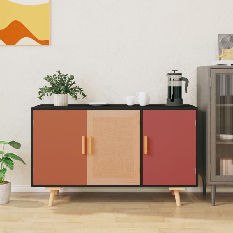 Credenza Nera 105x30x65,5 cm in Legno Multistrato Credenza Nera 105x30x65,5 cm in Legno Multistrato