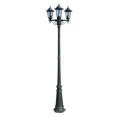 vidaXL Lampione da Giardino 3 Bracci 215 cm Verde Scuro/Nero Alluminio