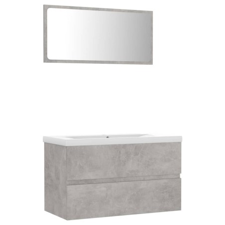 vidaXL Set Mobili da Bagno Grigio Cemento in Legno Multistrato