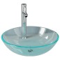 vidaXL Lavandino con Rubinetto e Piletta a Pressione Vetro Temperato vidaXL Lavandino con Rubinetto e Piletta a Pressione Vetro Temperato