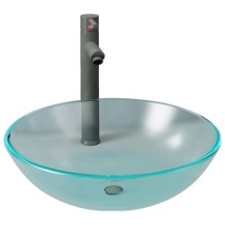 vidaXL Lavandino con Rubinetto e Piletta in Vetro Temperato Satinato
