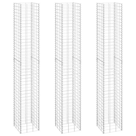 vidaXL Fioriere Rialzate a Gabbione 3 pz 30x30x200 cm in Ferro