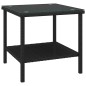 Tavolino Nero 45x45x45 cm Polyrattan e Vetro Temperato Tavolino Nero 45x45x45 cm Polyrattan e Vetro Temperato