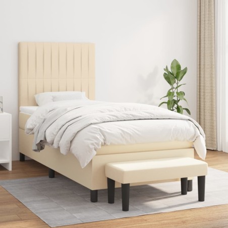 vidaXL Giroletto a Molle con Materasso Crema 90x200 cm inTessuto