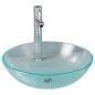 vidaXL Lavandino con Rubinetto e Piletta in Vetro Temperato Satinato