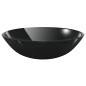 vidaXL Lavandino Bagno con Rubinetto e Piletta in Vetro Temperato Nero vidaXL Lavandino Bagno con Rubinetto e Piletta in Vetro Temperato Nero