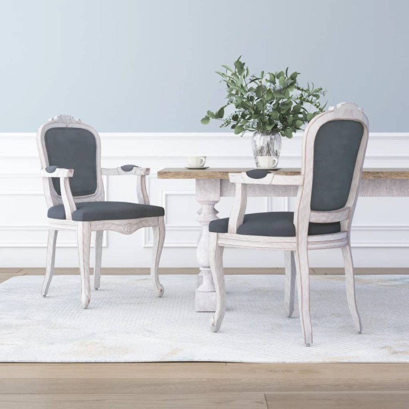 Sedie da Pranzo 2 pz Grigio Scuro 62x59,5x100,5 cm Velluto Sedie da Pranzo 2 pz Grigio Scuro 62x59,5x100,5 cm Velluto