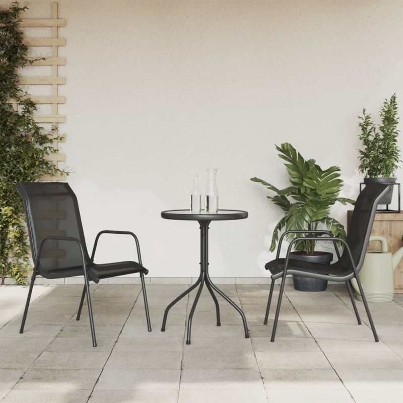 vidaXL Set da Pranzo da Giardino 3 pz in Acciaio Nerooutdoor vidaXL Set da Pranzo da Giardino 3 pz in Acciaio Nerooutdoor