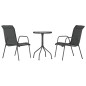 vidaXL Set da Pranzo da Giardino 3 pz in Acciaio Nerooutdoor vidaXL Set da Pranzo da Giardino 3 pz in Acciaio Nerooutdoor