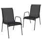 vidaXL Set da Pranzo da Giardino 3 pz in Acciaio Nerooutdoor vidaXL Set da Pranzo da Giardino 3 pz in Acciaio Nerooutdoor