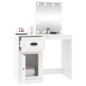 Toeletta con LED Bianca 90x50x132,5 cm Legno Multistrato Toeletta con LED Bianca 90x50x132,5 cm Legno Multistrato