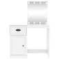 Toeletta con LED Bianca 90x50x132,5 cm Legno Multistrato Toeletta con LED Bianca 90x50x132,5 cm Legno Multistrato