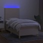 vidaXL Letto a Molle con Materasso e LED Crema 90x200 cm in Tessuto vidaXL Letto a Molle con Materasso e LED Crema 90x200 cm in Tessuto