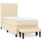 vidaXL Giroletto a Molle con Materasso Crema 90x200 cm inTessuto